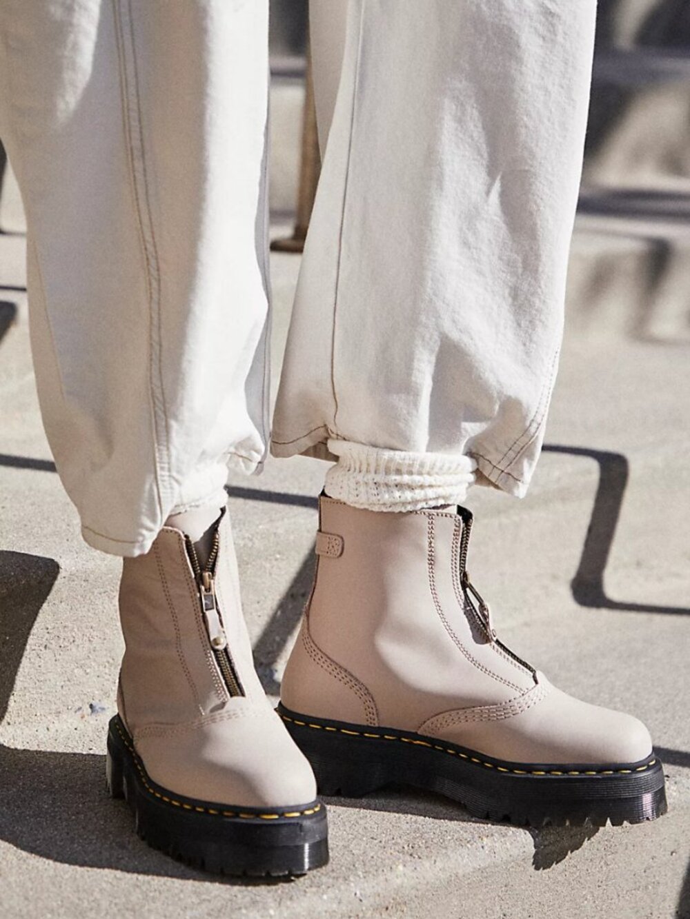 Dr. Martens Jetta Boots in Cream/Tan
